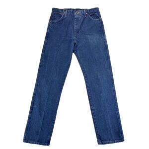 Wrangler Jeans Mens 34x34 Dark Wash Straight Leg Cowboy Western Workwear Denim